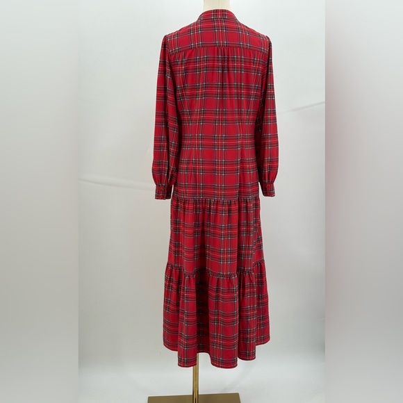 Untuckit Meredith Classic Red Tartan Midi Dress – Long Sleeve & Flowy Size Small - Picture 11 of 16